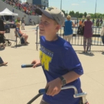Student with cerebral palsy runs in final track-and-field meet